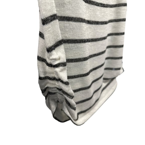 Torrid size 1 cream gray striped lightweight ruched side hem tunic sweater - Picture 2 of 6
